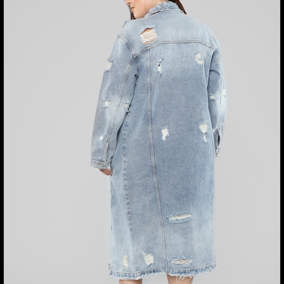 Plus Size Long Denim Jacket Rag & Muffin - Picture 4 of 7